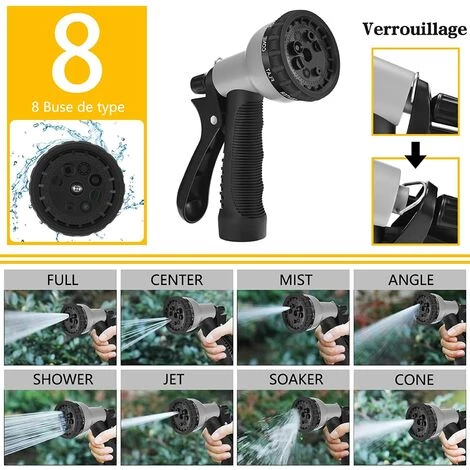 ZOLGINAH Tuyau Arrosage, Tuyau D'arrosage Extensible Avec Pistolet Pulvérisateur 8 Fonctions, Tuyau Magique Extensible, Support De Tuyau, Anti-fuite, Pour Jardinage, Nettoyage, Laver La Voiture (Noir 25FT) 4 ZOLGINAH Tuyau Arrosage, Tuyau D'arrosage Extensible Avec Pistolet Pulvérisateur 8 Fonctions, Tuyau Magique Extensible, Support De Tuyau, Anti-fuite, Pour Jardinage, Nettoyage, Laver La Voiture (Noir 25FT) – Image 2