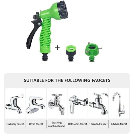 AIDUCHO Tuyau D'arrosage, 7 Fonctions Pulvérisateur Pistolet Flexible D'arrosage,Tuyau Arrosage Extensible, Pour Lave-Autos, Nettoyage Et Irrigation Du Jardin(50FT /vert) 5 AIDUCHO Tuyau D'arrosage, 7 Fonctions Pulvérisateur Pistolet Flexible D'arrosage,Tuyau Arrosage Extensible, Pour Lave-Autos, Nettoyage Et Irrigation Du Jardin(50FT /vert) – Image 3