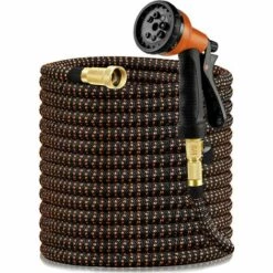 ZOLGINAH Tuyau D'arrosage Extensible 8m/15ft, Tuyau D'arrosage Rétractable,Tuyau D'Arrosage Flexible En Latex Tuyau D'arrosage Extensible Orange+Noir Extensible Rétractable Avec 8 Fonction Pistolet