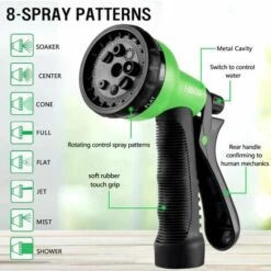 ZOLGINAH Tuyau D'arrosage, Tuyau D'arrosage Rétractable,Tuyau D'arrosage Extensible Tuyau D'arrosage Extensible Noir Extensible Rétractable Avec 8 Fonction Pistolet 25FT -Tuyau d'arrosage Soldes 60963705 3