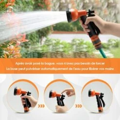 COSTWAY Dévidoir Automatique Enrouleur Mural 15+1m - Pivotant 180°- Pression Max: 8 Bars - Φ 13 Mm Avec Lance Arrosage Kit Complet -Tuyau d'arrosage Soldes 61219897 4