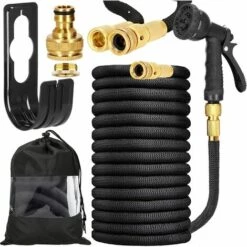 RHAFAYRE Tuyau D'Arrosage Flexible, Crochet De Tuyau, 8 Fonctions, 2 Raccords De 3/4", Tuyau Flexible Pour Arrosage Des Plantes,Lavage De Voiture, Piscine (7.5M)