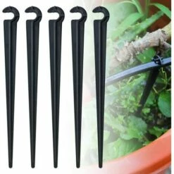 SINCèREETALI 100 Pcs Support Tuyau Arrosage En PE Piquet De Fixation Au Sol Porte Tuyau Arrosage De Φ De 7mm Accroche Tuyau Arrosage Piquet Goutte à Goutte Crochet Pour Tuyau Arrosage Irrigation Jardin