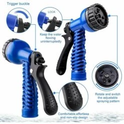 FR-LIFE BR-Vie Tuyau D’arrosage Extensible 7.5M/25FT Tuyau D'arrosage Flexible Tuyau Rétractable Raccords Avec 7 Fonction Pistolet Pour Irrigation Et Nettoyage Du Jardin (7.5m) -Tuyau d'arrosage Soldes 63824704 3