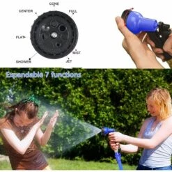 FR-LIFE BR-Vie Tuyau D’arrosage Extensible 7.5M/25FT Tuyau D'arrosage Flexible Tuyau Rétractable Raccords Avec 7 Fonction Pistolet Pour Irrigation Et Nettoyage Du Jardin (7.5m) -Tuyau d'arrosage Soldes 63824704 4