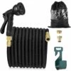 FOZIY Tuyau D'arrosage Rétractable 15 M, 8 Fonctions De Pulvérisation, Raccords En Laiton 1/2 "et 3/4", Tuyau En Latex 3 Couches, Tuyau D'irrigation Et De Rinçage Avec Crochet Et Pochette，Fonepro