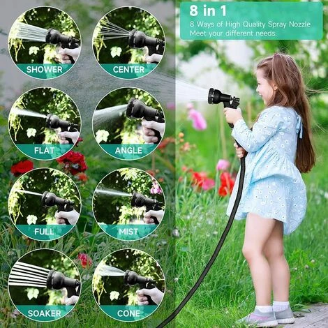 FOZIY Tuyau D'arrosage Rétractable 15 M, 8 Fonctions De Pulvérisation, Raccords En Laiton 1/2 "et 3/4", Tuyau En Latex 3 Couches, Tuyau D'irrigation Et De Rinçage Avec Crochet Et Pochette,Fonepro 4 FOZIY Tuyau D'arrosage Rétractable 15 M, 8 Fonctions De Pulvérisation, Raccords En Laiton 1/2 "et 3/4", Tuyau En Latex 3 Couches, Tuyau D'irrigation Et De Rinçage Avec Crochet Et Pochette,Fonepro – Image 2