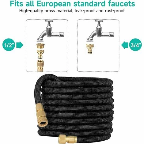 FOZIY Tuyau D'arrosage Rétractable 15 M, 8 Fonctions De Pulvérisation, Raccords En Laiton 1/2 "et 3/4", Tuyau En Latex 3 Couches, Tuyau D'irrigation Et De Rinçage Avec Crochet Et Pochette,Fonepro 7 FOZIY Tuyau D'arrosage Rétractable 15 M, 8 Fonctions De Pulvérisation, Raccords En Laiton 1/2 "et 3/4", Tuyau En Latex 3 Couches, Tuyau D'irrigation Et De Rinçage Avec Crochet Et Pochette,Fonepro – Image 5