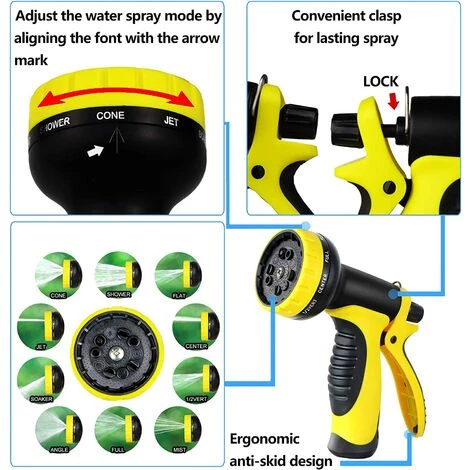 BAICCCF Tuyau D'arrosage 30 M, Tuyau D'arrosage Extensible, Extensible Avec Buse 10 Fonctions, Latex Durable 4 Couches, Raccords En Laiton Massif, Tissu Extra Résistant, Tuyau D'arrosage Léger Pour L'arrosage 7 BAICCCF Tuyau D'arrosage 30 M, Tuyau D'arrosage Extensible, Extensible Avec Buse 10 Fonctions, Latex Durable 4 Couches, Raccords En Laiton Massif, Tissu Extra Résistant, Tuyau D'arrosage Léger Pour L'arrosage – Image 5