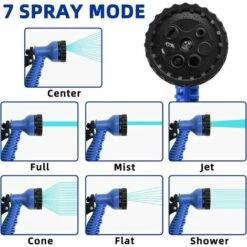 BAICCCF Tuyau D'arrosage Extensible De 22,5 M, Tuyau D'arrosage Portable Léger Et Flexible Avec Pulvérisateur à 7 Buses Pour Le Nettoyage De L'arrosage Du Jardinage (75FT, BLUE) -Tuyau d'arrosage Soldes 63874157 2