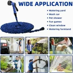 BAICCCF Tuyau D'arrosage Extensible De 22,5 M, Tuyau D'arrosage Portable Léger Et Flexible Avec Pulvérisateur à 7 Buses Pour Le Nettoyage De L'arrosage Du Jardinage (75FT, BLUE) -Tuyau d'arrosage Soldes 63874157 4