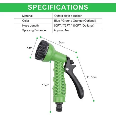 BAICCCF Tuyau D'arrosage Extensible 3 Fois, Tuyau D'eau Flexible Haute Pression étanche Avec 7 Fonctions De Pulvérisation 5 BAICCCF Tuyau D'arrosage Extensible 3 Fois, Tuyau D'eau Flexible Haute Pression étanche Avec 7 Fonctions De Pulvérisation – Image 3