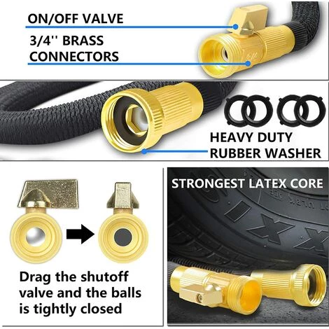BAICCCF Tuyau D'arrosage 15 M, Tuyau D'arrosage Extensible, Extensible Avec Buse 10 Fonctions, Latex Durable 4 Couches, Raccords En Laiton Massif, Tissu Extra Résistant, Tuyau D'arrosage Léger Pour L'arrosage 4 BAICCCF Tuyau D'arrosage 15 M, Tuyau D'arrosage Extensible, Extensible Avec Buse 10 Fonctions, Latex Durable 4 Couches, Raccords En Laiton Massif, Tissu Extra Résistant, Tuyau D'arrosage Léger Pour L'arrosage – Image 2