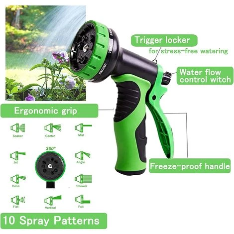 BAICCCF Tuyau D'arrosage Extensible De 15 M, Tuyau D'arrosage Flexible Avec Buse De Pulvérisation à 10 Fonctions Et Raccords En Laiton De 2 Cm, Latex Rétractable à 4 Couches, Tuyau Léger Sans Plis Pour L'arrosage Et Le Lavage 4 BAICCCF Tuyau D'arrosage Extensible De 15 M, Tuyau D'arrosage Flexible Avec Buse De Pulvérisation à 10 Fonctions Et Raccords En Laiton De 2 Cm, Latex Rétractable à 4 Couches, Tuyau Léger Sans Plis Pour L'arrosage Et Le Lavage – Image 2