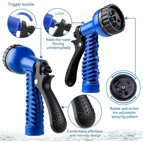 HEGUYEY Tuyau D’arrosage Extensible 15M/50FT Tuyau D'arrosage Flexible Tuyau Rétractable Raccords Avec 7 Fonction Pistolet Pour Irrigation Et Nettoyage Du Jardin 4 HEGUYEY Tuyau D’arrosage Extensible 15M/50FT Tuyau D'arrosage Flexible Tuyau Rétractable Raccords Avec 7 Fonction Pistolet Pour Irrigation Et Nettoyage Du Jardin – Image 2