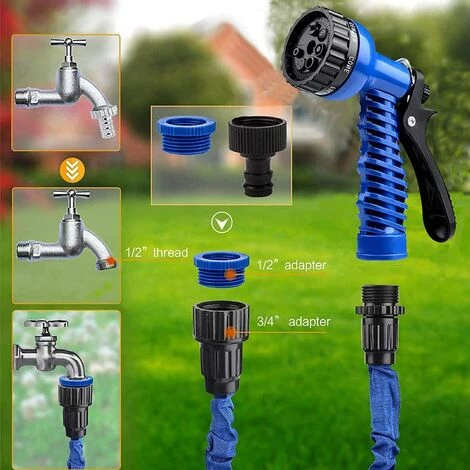 HEGUYEY Tuyau D’arrosage Extensible 15M/50FT Tuyau D'arrosage Flexible Tuyau Rétractable Raccords Avec 7 Fonction Pistolet Pour Irrigation Et Nettoyage Du Jardin 7 HEGUYEY Tuyau D’arrosage Extensible 15M/50FT Tuyau D'arrosage Flexible Tuyau Rétractable Raccords Avec 7 Fonction Pistolet Pour Irrigation Et Nettoyage Du Jardin – Image 5