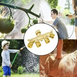 BF Tuyau D'arrosage Répartiteur à Quatre Ports Poignée En Cuivre Distributeur De Connecteur à Quatre Voies (norme Européenne) -Tuyau d'arrosage Soldes 64357095 3