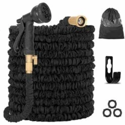 DECKON Tuyau D'arrosage Extensible 30m -100FT Tuyau Arrosage De Pulvérisation à 8 Modèles Tuyaux De Tuyau Black Magic Avec Support De Tuyau / Sac De Rangement (noir)