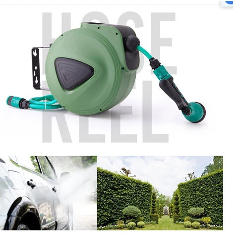 BDD Enrouleur Automatique De Tuyau D'arrosage - Tuyau PVC De 20 M, Tuyau De Raccordement De 2 M - Enrouleur Automatique Mural - Accessoires De Jardin - Vert 3 BDD Enrouleur Automatique De Tuyau D'arrosage - Tuyau PVC De 20 M, Tuyau De Raccordement De 2 M - Enrouleur Automatique Mural - Accessoires De Jardin - Vert