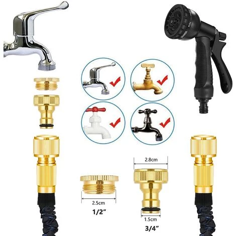 OSQI Tuyau D'arrosage Extensible, Tuyau Rétractable 8 Types De Pistolets à Eau/support De Tuyau/sac De Rangement, Pour Pelouse, Arrosage De Fleurs/etc. (Noir, 50FT) 5 OSQI Tuyau D'arrosage Extensible, Tuyau Rétractable 8 Types De Pistolets à Eau/support De Tuyau/sac De Rangement, Pour Pelouse, Arrosage De Fleurs/etc. (Noir, 50FT) – Image 3