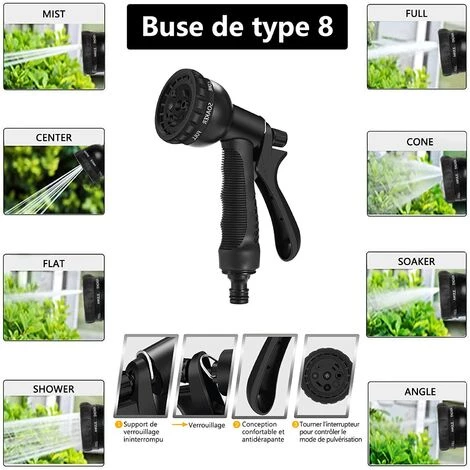 OSQI Tuyau D'arrosage Extensible, Tuyau Rétractable 8 Types De Pistolets à Eau/support De Tuyau/sac De Rangement, Pour Pelouse, Arrosage De Fleurs/etc. (Noir, 50FT) 7 OSQI Tuyau D'arrosage Extensible, Tuyau Rétractable 8 Types De Pistolets à Eau/support De Tuyau/sac De Rangement, Pour Pelouse, Arrosage De Fleurs/etc. (Noir, 50FT) – Image 5