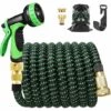 OSQI Tuyau D'arrosage Extensible De 15 M, Tuyau D'arrosage Avec Support Et Raccords De Tuyau D'arrosage Rétractables Pour Pistolet Pulvérisateur à 10 Fonctions, Irrigation Et Nettoyage De Jardin (50 Pieds, Noir Vert) -Tuyau d'arrosage Soldes 65502686 1