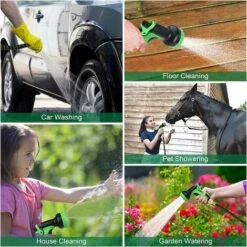 OSQI Tuyau D'arrosage Extensible De 15 M, Tuyau D'arrosage Avec Support Et Raccords De Tuyau D'arrosage Rétractables Pour Pistolet Pulvérisateur à 10 Fonctions, Irrigation Et Nettoyage De Jardin (50 Pieds, Noir Vert) -Tuyau d'arrosage Soldes 65502686 5
