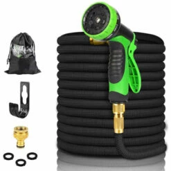 HELLO KITTY BAIN Tuyau D'arrosage 50ft 15m Tube Le Plus Fort Avec Latex Double Magique De Jardin Avec Unpistolet De 9 Fonctions Connecteur Solide En Laiton 【Longueur Rétractée 17ft】(50ft)