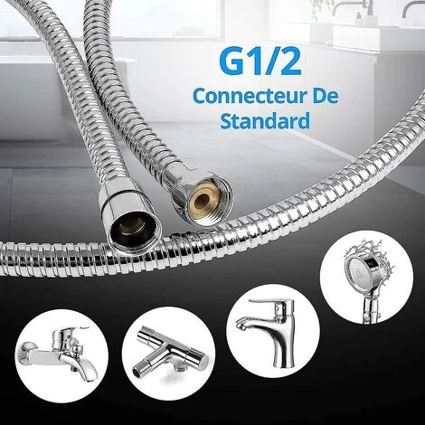 BAICCCF Dévidoir Mural Flexible De Douche 2m, Chrome Flexible Universel Flexible De Douche Extensible En Acier Inoxydable Anti-explosion 5 BAICCCF Dévidoir Mural Flexible De Douche 2m, Chrome Flexible Universel Flexible De Douche Extensible En Acier Inoxydable Anti-explosion – Image 3