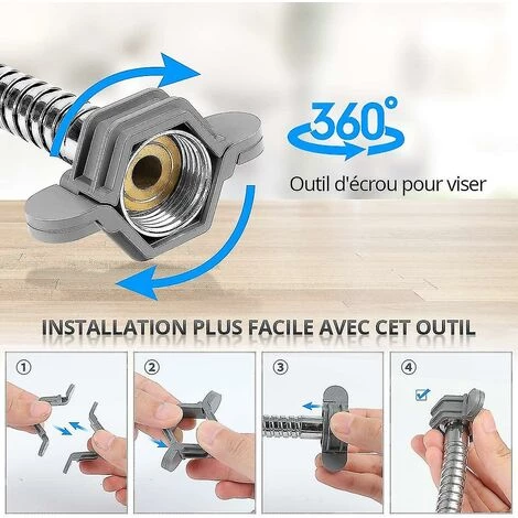 BAICCCF Dévidoir Mural Flexible De Douche 2m, Chrome Flexible Universel Flexible De Douche Extensible En Acier Inoxydable Anti-explosion 6 BAICCCF Dévidoir Mural Flexible De Douche 2m, Chrome Flexible Universel Flexible De Douche Extensible En Acier Inoxydable Anti-explosion – Image 4