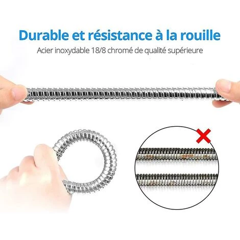 BAICCCF Dévidoir Mural Flexible De Douche 2m, Chrome Flexible Universel Flexible De Douche Extensible En Acier Inoxydable Anti-explosion 7 BAICCCF Dévidoir Mural Flexible De Douche 2m, Chrome Flexible Universel Flexible De Douche Extensible En Acier Inoxydable Anti-explosion – Image 5