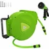 UISEBRT Enrouleur De Tuyau 20 + 2 M Avec Douchette - Support Mural - Pivotant à 180° - Pour Jardin, Irrigation, Lavage De Voiture - Vert
