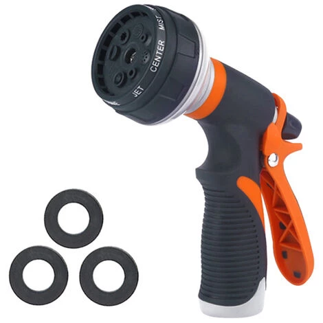 HAPPYSHOPPING Pistolet à Eau Haute Pression à Huit Fonctions, 3 Tampons En Cuir - 3 Tampons En Cuir 3 HAPPYSHOPPING Pistolet à Eau Haute Pression à Huit Fonctions, 3 Tampons En Cuir - 3 Tampons En Cuir