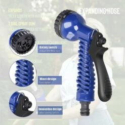 Cisea Tuyau D'arrosage Extensible De 50 Pieds, Tuyau D'arrosage Extensible Flexible 3 Fois Avec Pistolet De Pulvérisation à 7 Fonctions, Anti-fuites, Anti-enchevêtrement -Tuyau d'arrosage Soldes 66807559 4