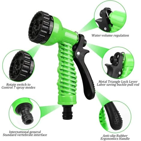 ALMI Tuyau D'arrosage,Tuyau D'arrosage Flexible,Tuyau D'arrosage Extensible Vert,Multifonctionnelles Tuyau Extensible Tuyau D'arrosage Extensible Rétractable (75FT: 22.5M, Vert) 4 ALMI Tuyau D'arrosage,Tuyau D'arrosage Flexible,Tuyau D'arrosage Extensible Vert,Multifonctionnelles Tuyau Extensible Tuyau D'arrosage Extensible Rétractable (75FT: 22.5M, Vert) – Image 2