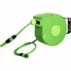 Outsunny Dévidoir Mural Enrouleur Automatique Pivotant 180° Tuyau 10 + 1 M Avec Lance Arrosage Support Mural Intégré Vert -Tuyau d'arrosage Soldes 7443057 1