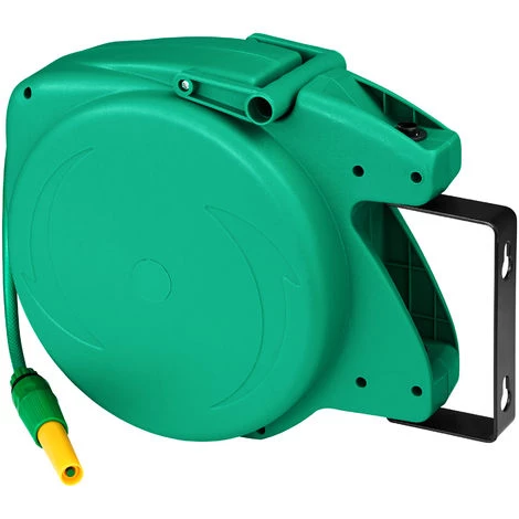 TECTAKE Dévidoir Avec Tuyau D'Arrosage 10 Mètres Automatique Mural Vert - Vert 4 TECTAKE Dévidoir Avec Tuyau D'Arrosage 10 Mètres Automatique Mural Vert - Vert – Image 2