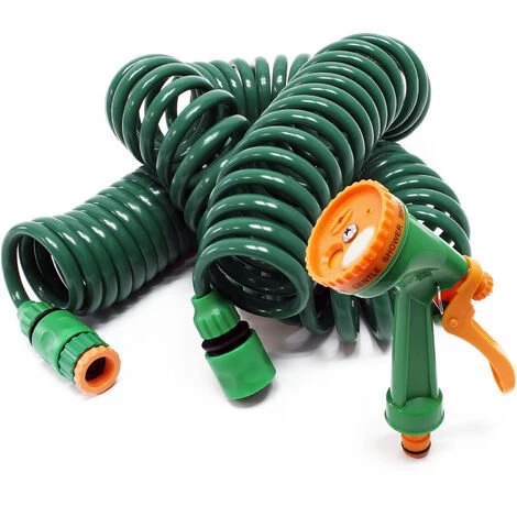 WILTEC Tuyau D’arrosage En Spirale Extensible 15m Flexible De Jardin Pour Maison Et Jardin Multijets 4 WILTEC Tuyau D’arrosage En Spirale Extensible 15m Flexible De Jardin Pour Maison Et Jardin Multijets – Image 2